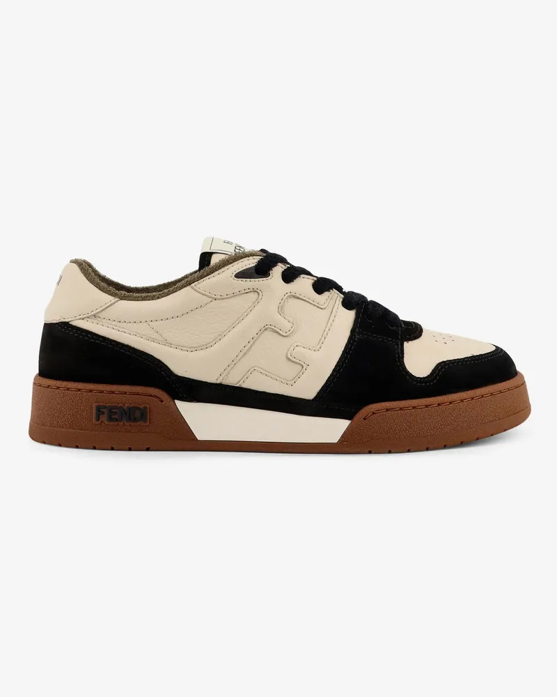 Fendi leather sneakers with suede inserts - FENDI - gender_Man Black