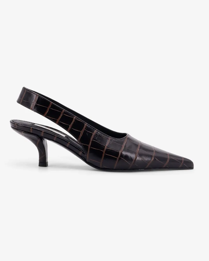 Totême Leather decolleté slingback with croco effect -  - gender_Woman Brown