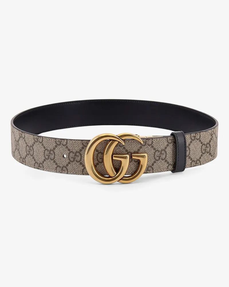 Gucci Leather and Supreme GG fabric reversible belt -  - gender_Woman Black