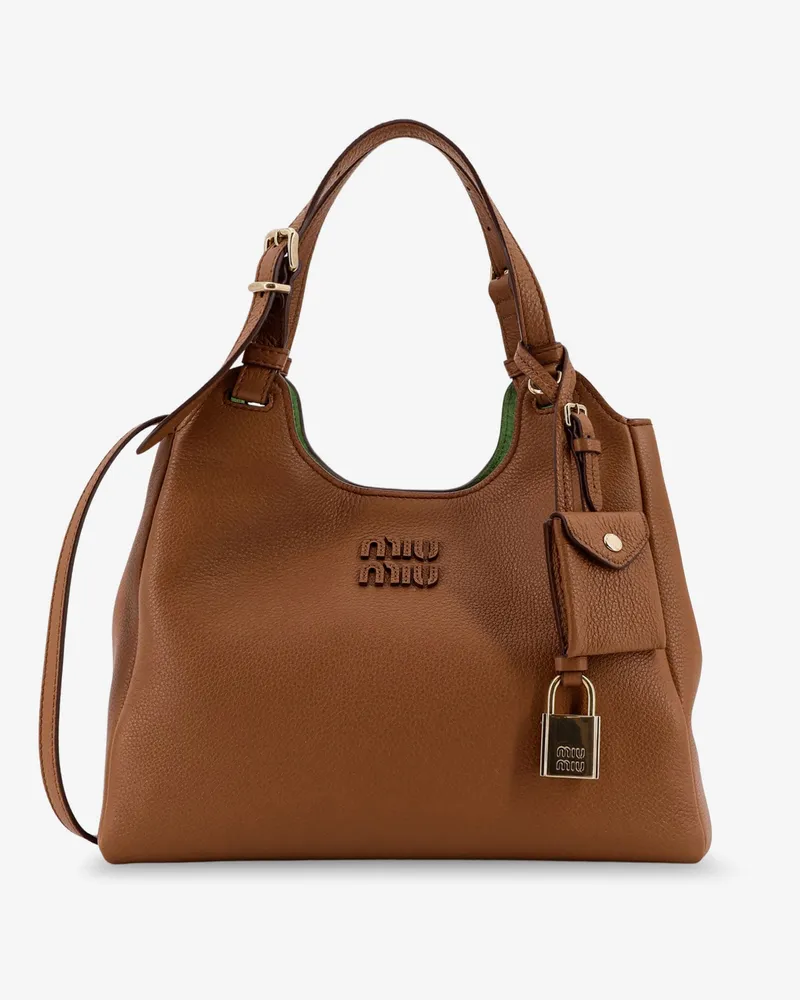 Miu Miu Hammered leather crossbody bag -  - gender_Woman Brown