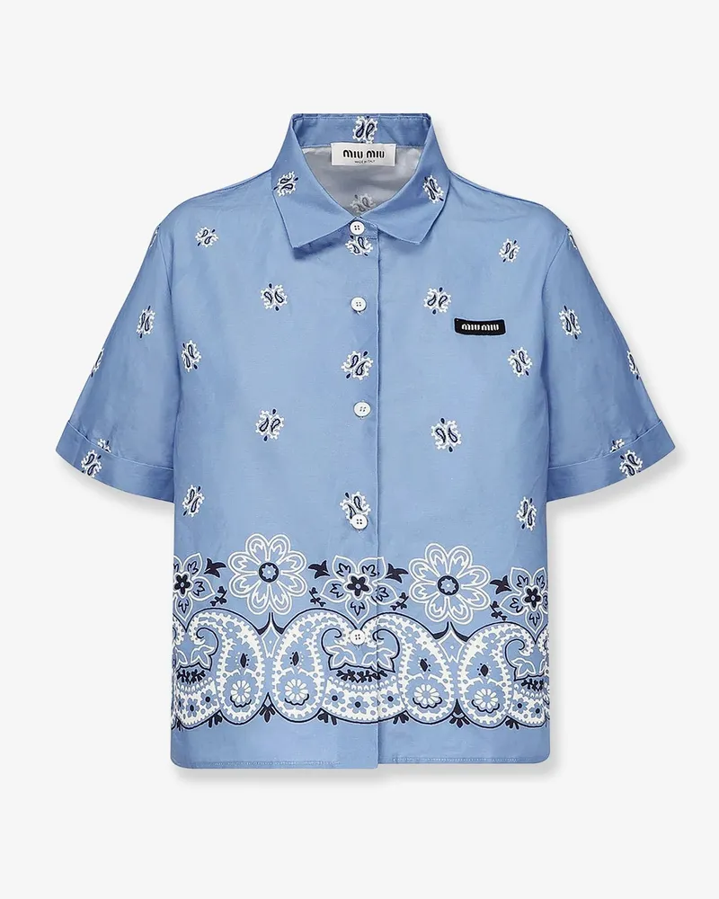 Miu Miu Bandana cotton and linen shirt -  - gender_Woman Blue