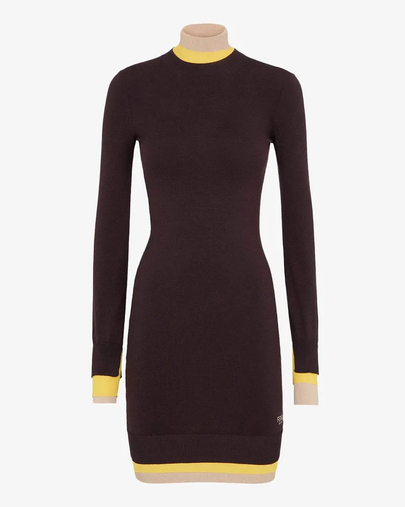 Fendi Mini wool dress with contrasting details -  - gender_Woman Purple