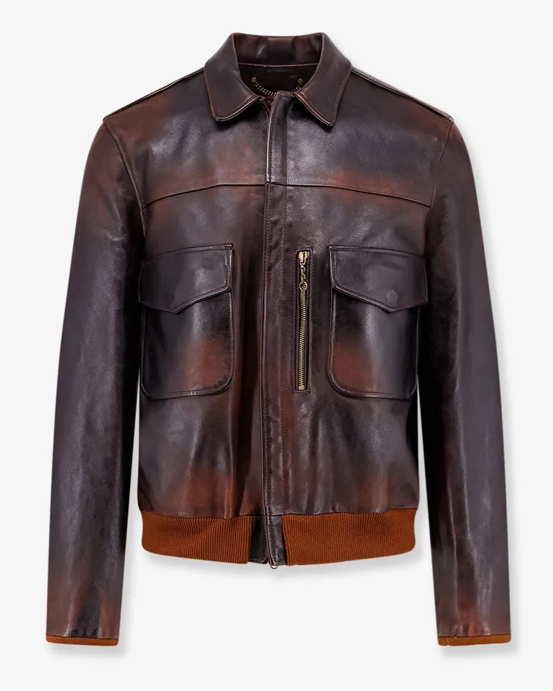 Golden Goose Archive Distressed Effect leather jacket -  - gender_Man Brown