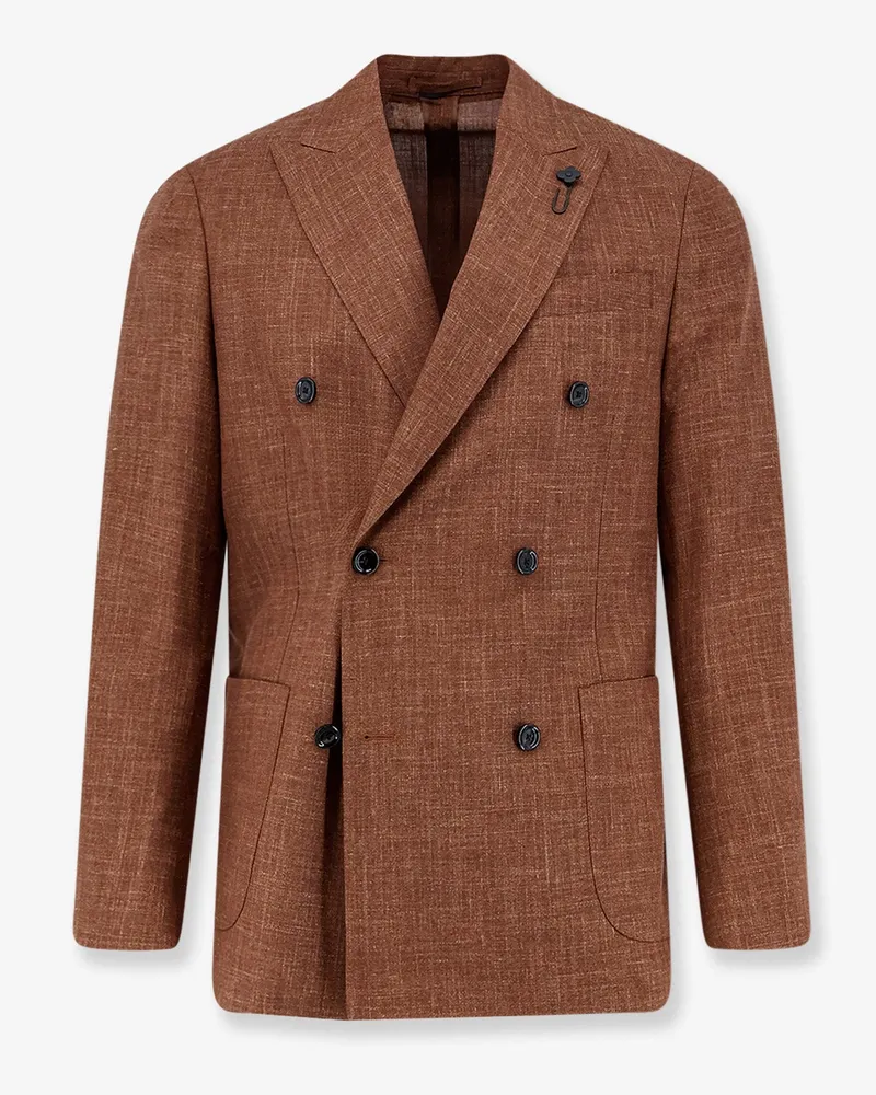LARDINI Roma wool, silk and linen blazer -  - gender_Man Brown
