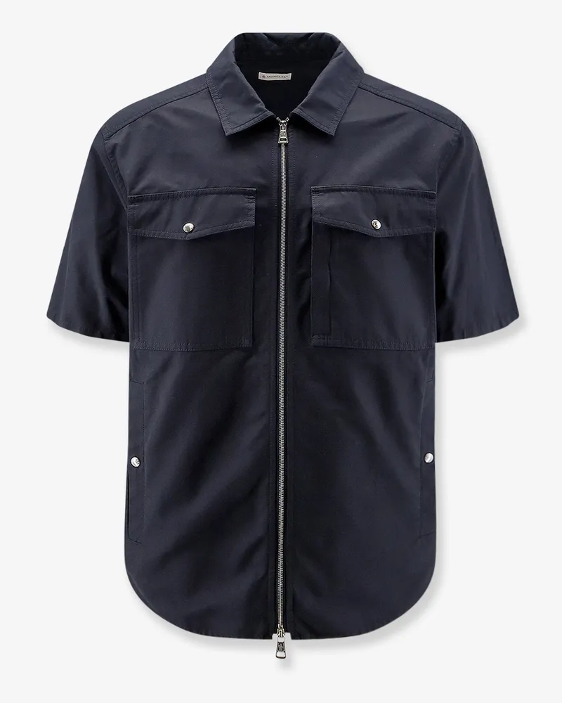 Moncler Cotton blend shirt with zip -  - gender_Man Blue