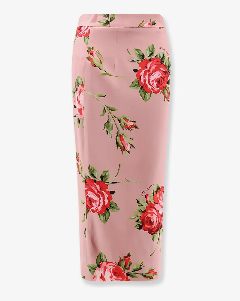 Dolce & Gabbana Stretch silk long skirt -  - gender_Woman Pink