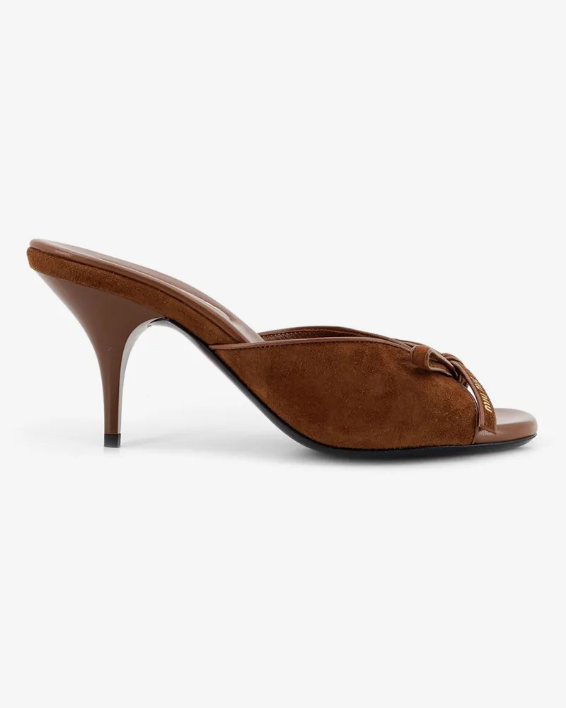 Miu Miu Suede sandals with bow detail on the front -  - gender_Woman Brown