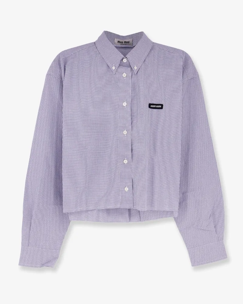 Miu Miu Pin check cotton shirt -  - gender_Woman Blue