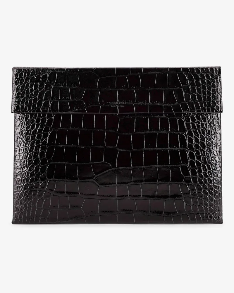 Tom Ford Crocodile-print leather document holder -  - gender_Man Black