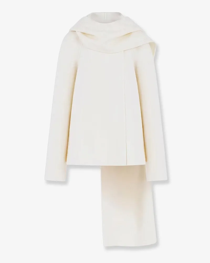 Alaïa Scarf Boiled Wool Coat -  - gender_Woman White
