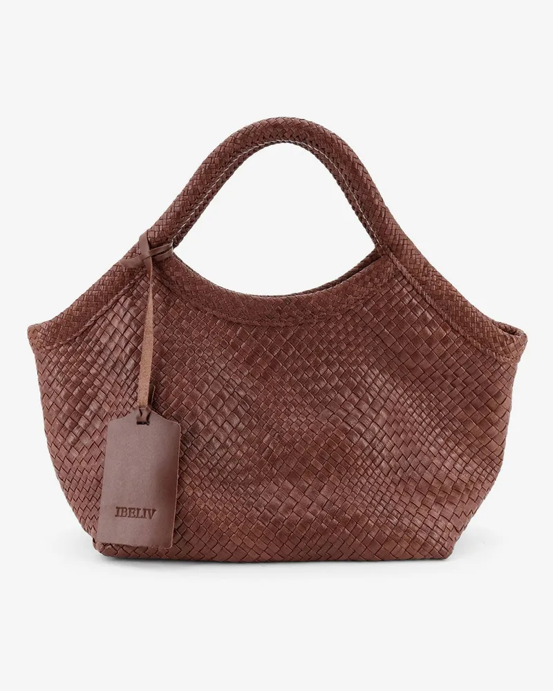 IBELIV Pure Medium vegetable-tanned leather handbag with a woven pattern -  - gender_Woman Brown
