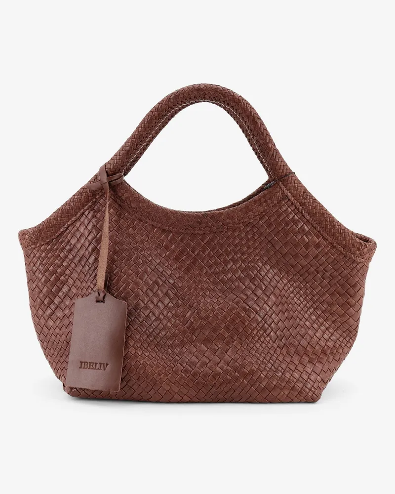 IBELIV Pure Medium vegetable-tanned leather handbag with a woven pattern -  - gender_Woman Brown