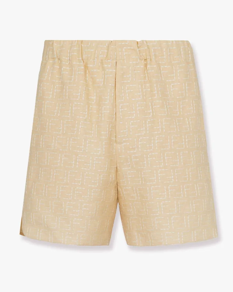 Fendi Jacquard linen and cotton bermuda shorts with all-over FF motif -  - gender_Man Yellow