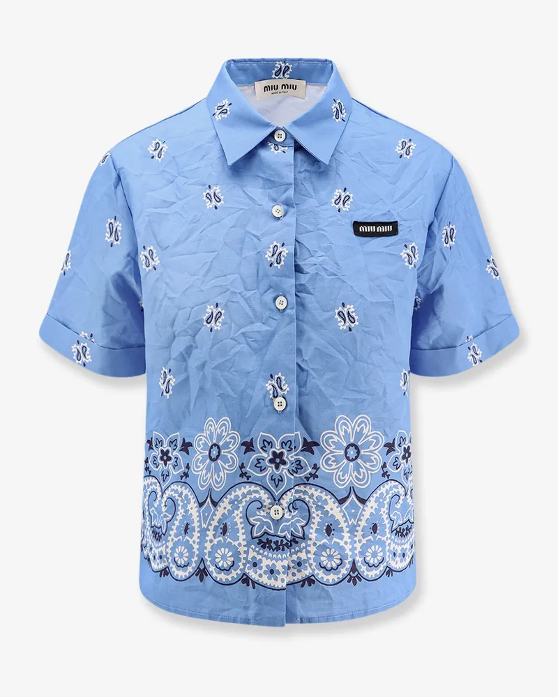 Miu Miu Bandana cotton and linen shirt -  - gender_Woman Blue