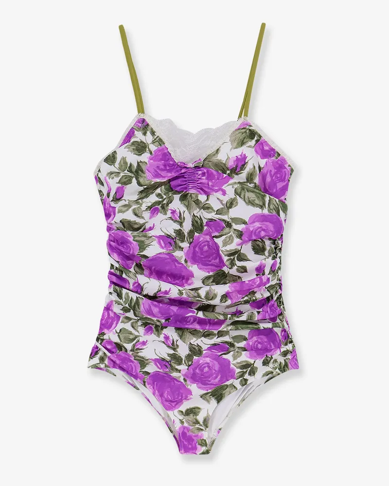 Chloé One-piece swimsuit with floral pattern -  - gender_Woman Purple