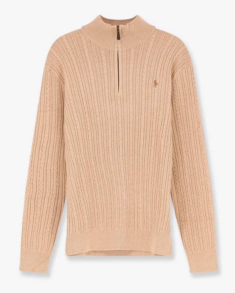 Ralph Lauren Cable knit cotton sweater with zip -  - gender_Man Beige