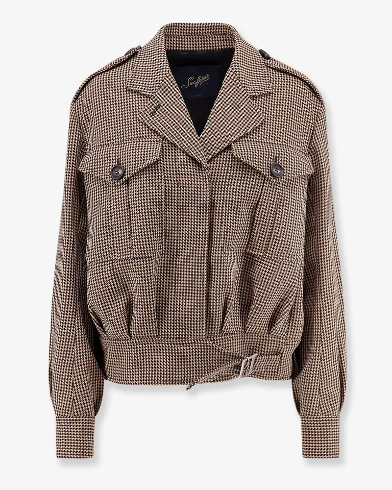 Seafarer Cris wool jacket with houndstooth pattern -  - gender_Woman Beige