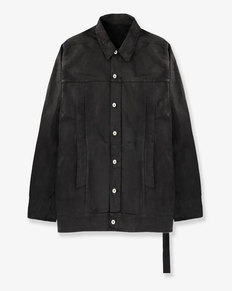 DRKSHDW by Rick Owens Waxed black denim jacket -  - gender_Man Black