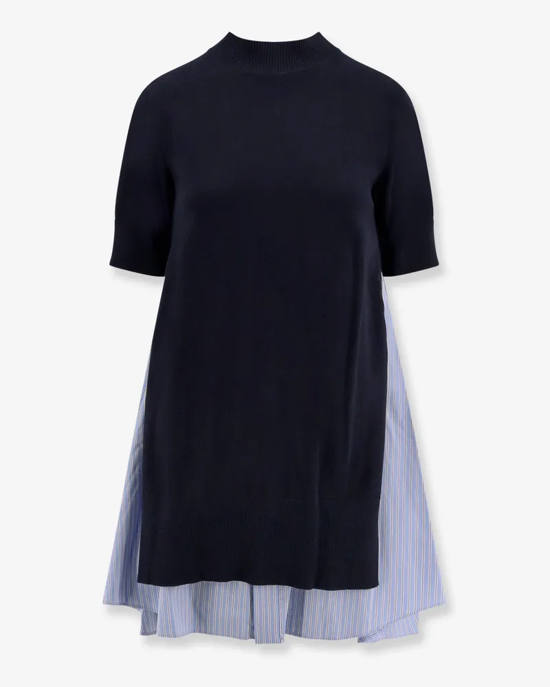Sacai Cotton dress with fabric inserts -  - gender_Woman Blue