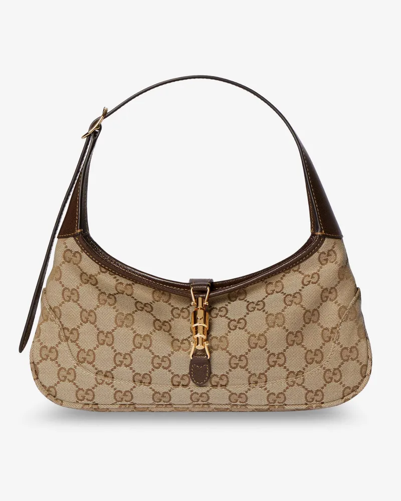 Gucci Jackie Slim GG Fabric and leather shoulder bag -  - gender_Woman Beige