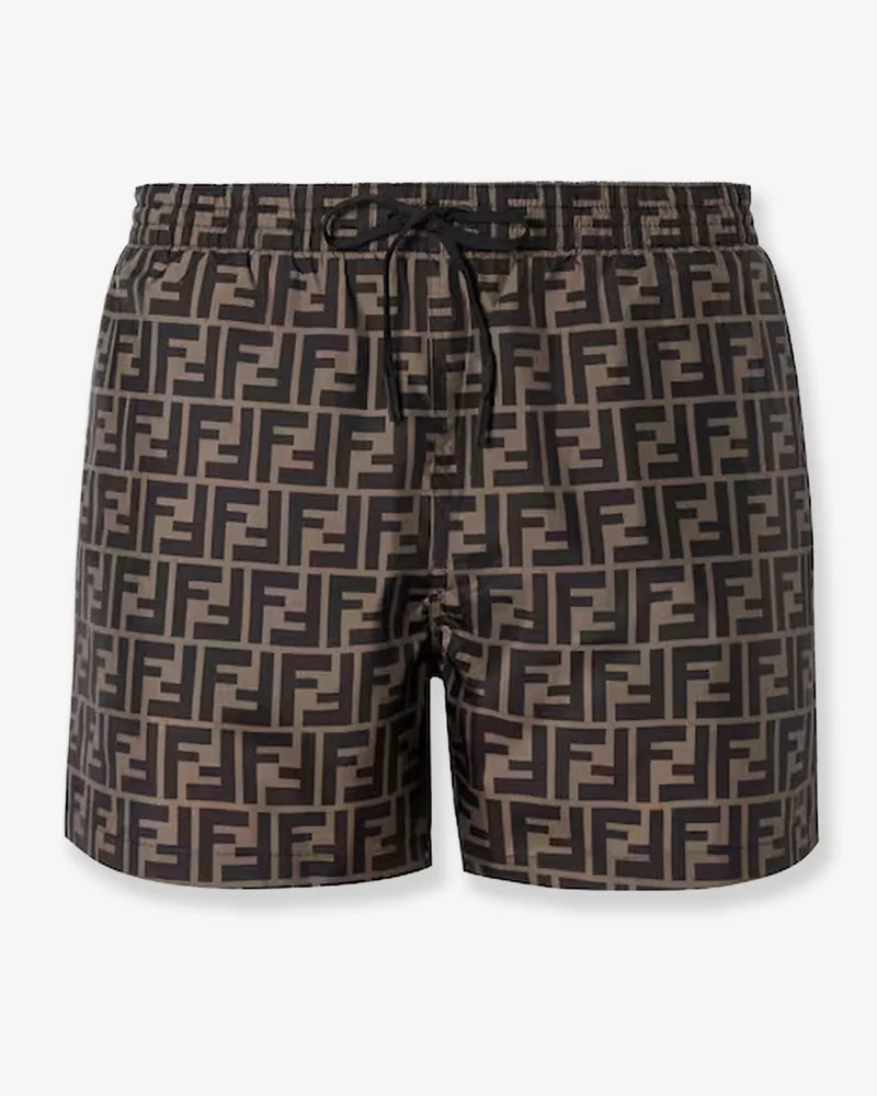 Fendi FF nylon swim trunks -  - gender_Man Brown