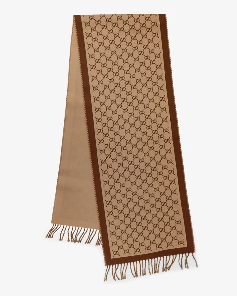 Gucci Wool scarf with GG motif -  - gender_Woman Beige