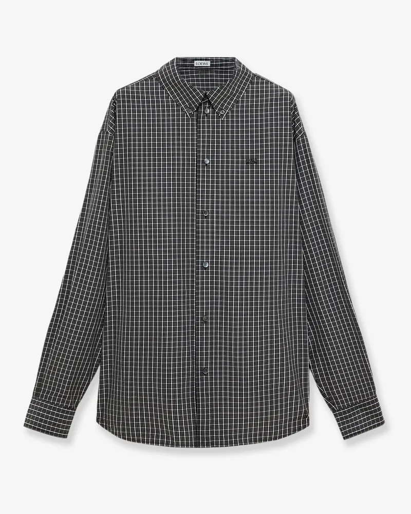 Loewe Technical cotton shirt with all-over check pattern -  - gender_Man Black