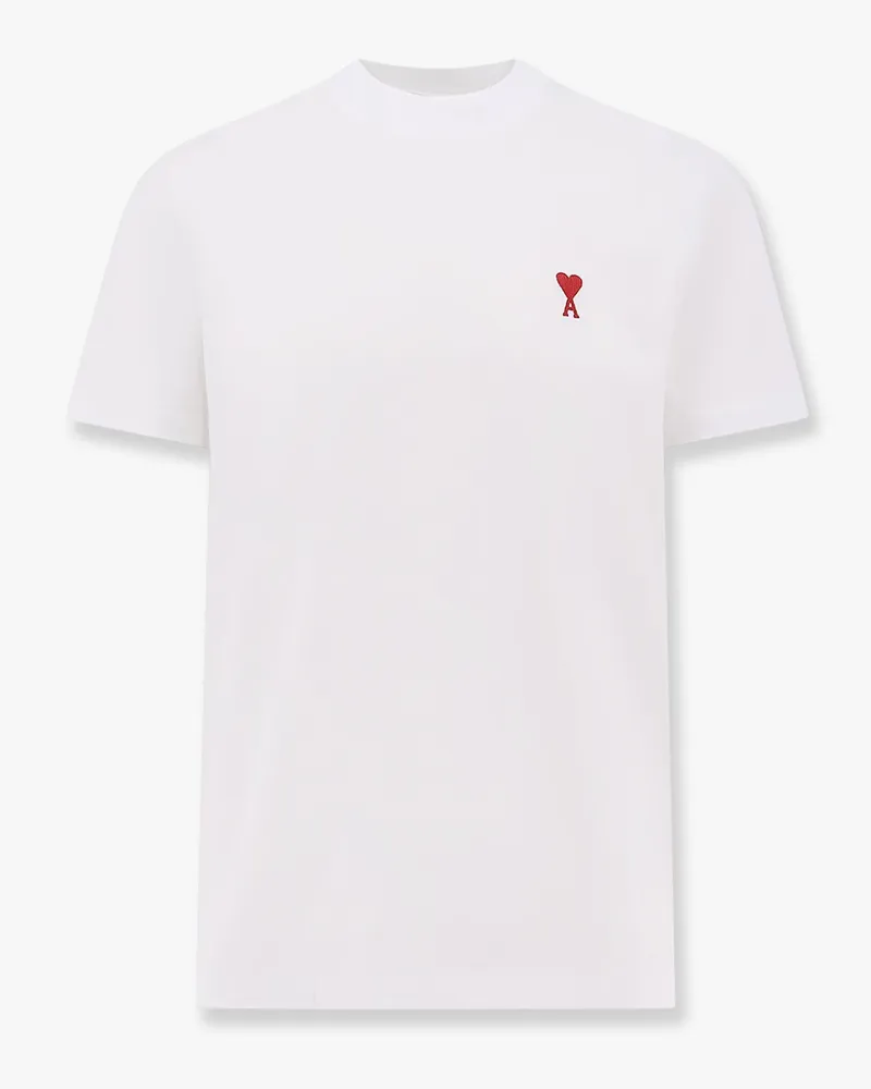 AMI Paris Cotton t-shirt with iconic embroidery -  - gender_Man White