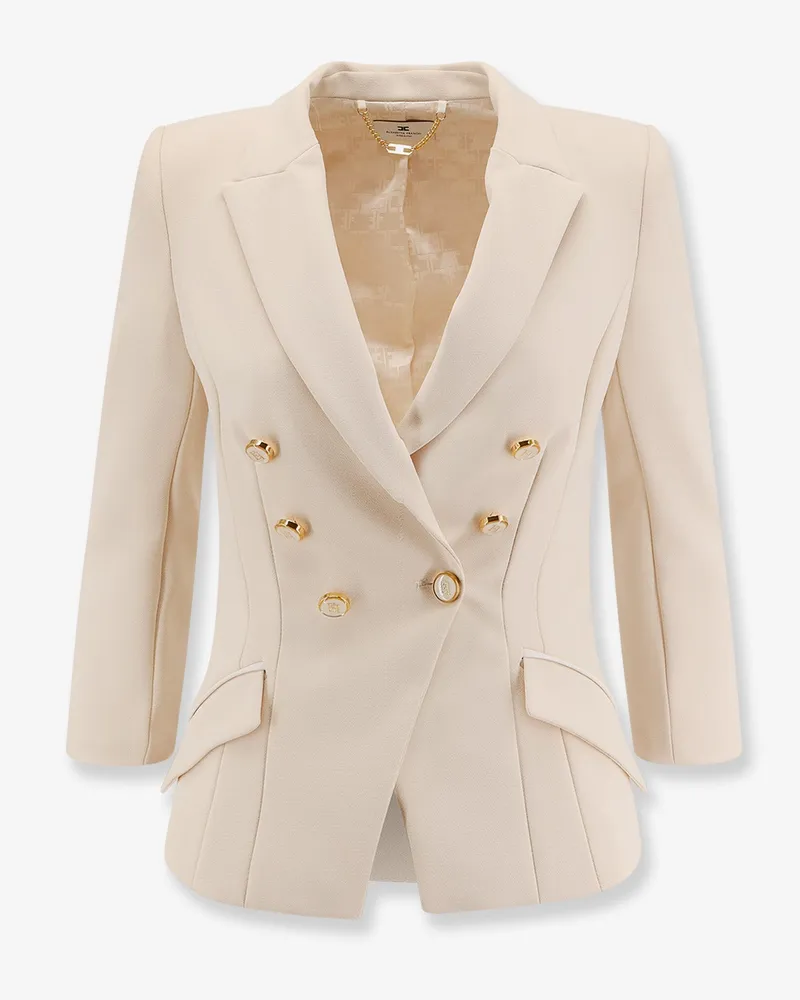Elisabetta Franchi Fitted blazer with logoed buttons -  - gender_Woman White