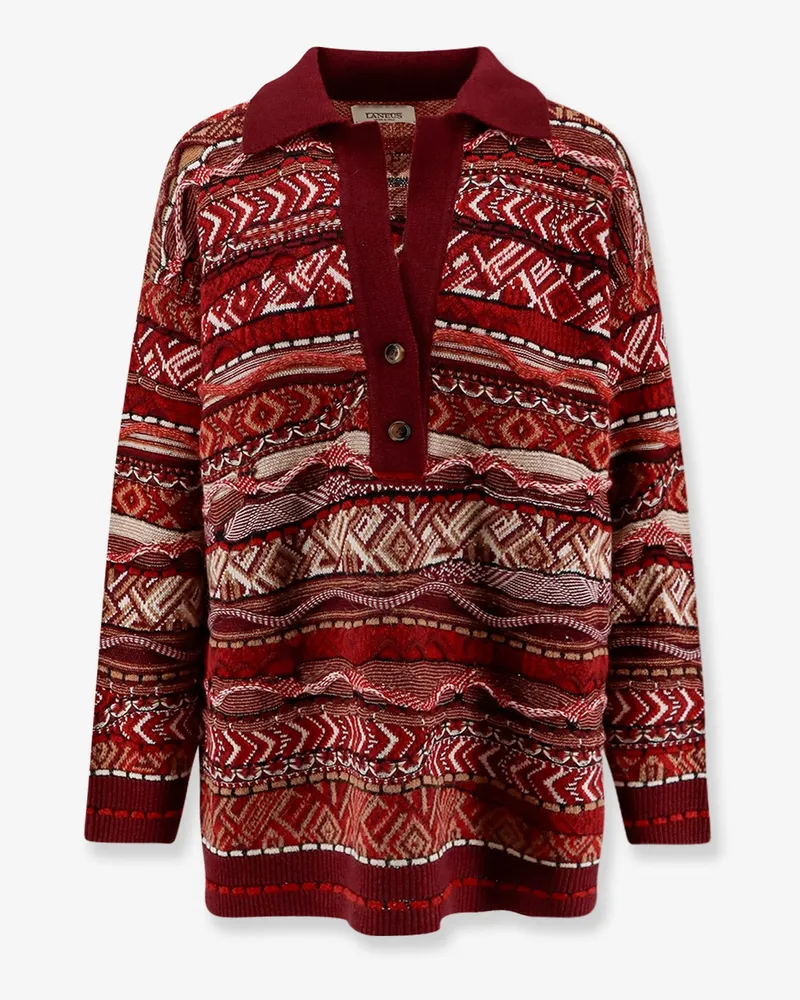 Laneus Polo sweater with multicolored inlays -  - gender_Woman Multicolor