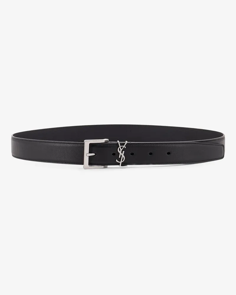 Saint Laurent Cassandre leather belt -  - gender_Man Black