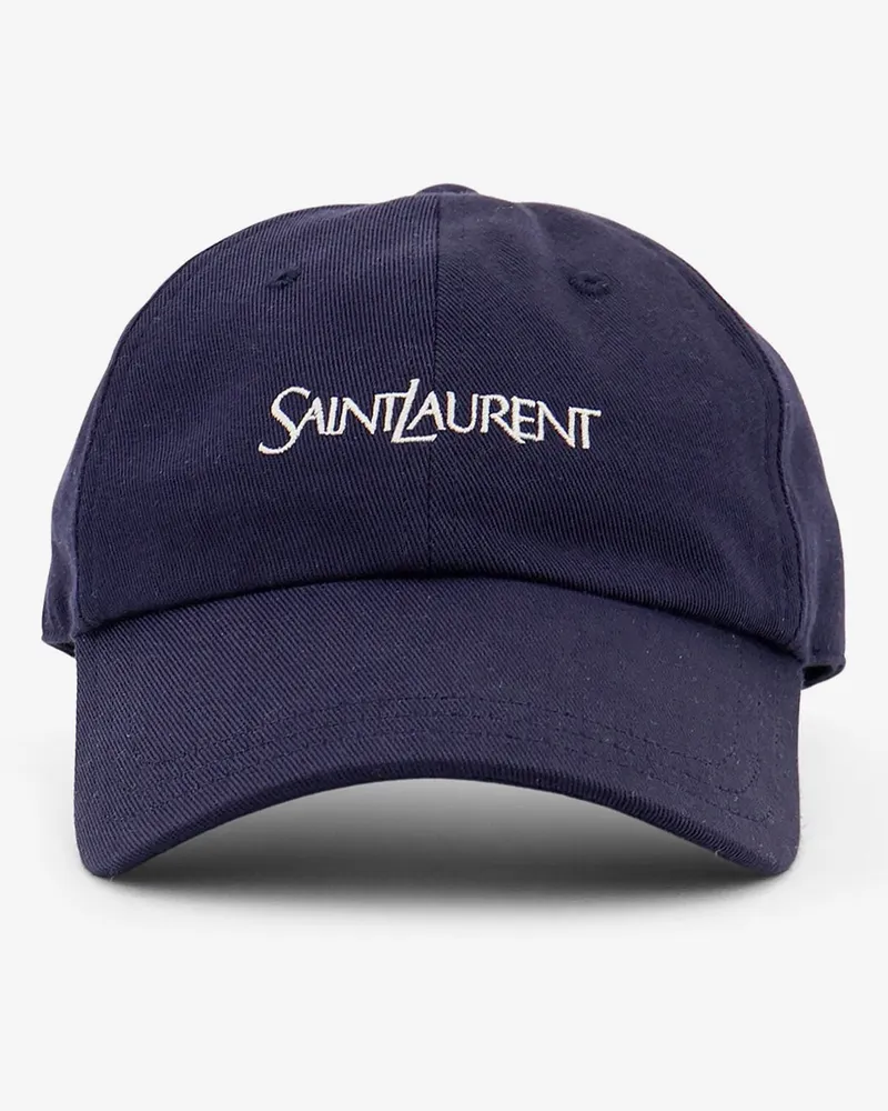 Saint Laurent Cotton hat with embroidered logo -  - gender_Man Blue