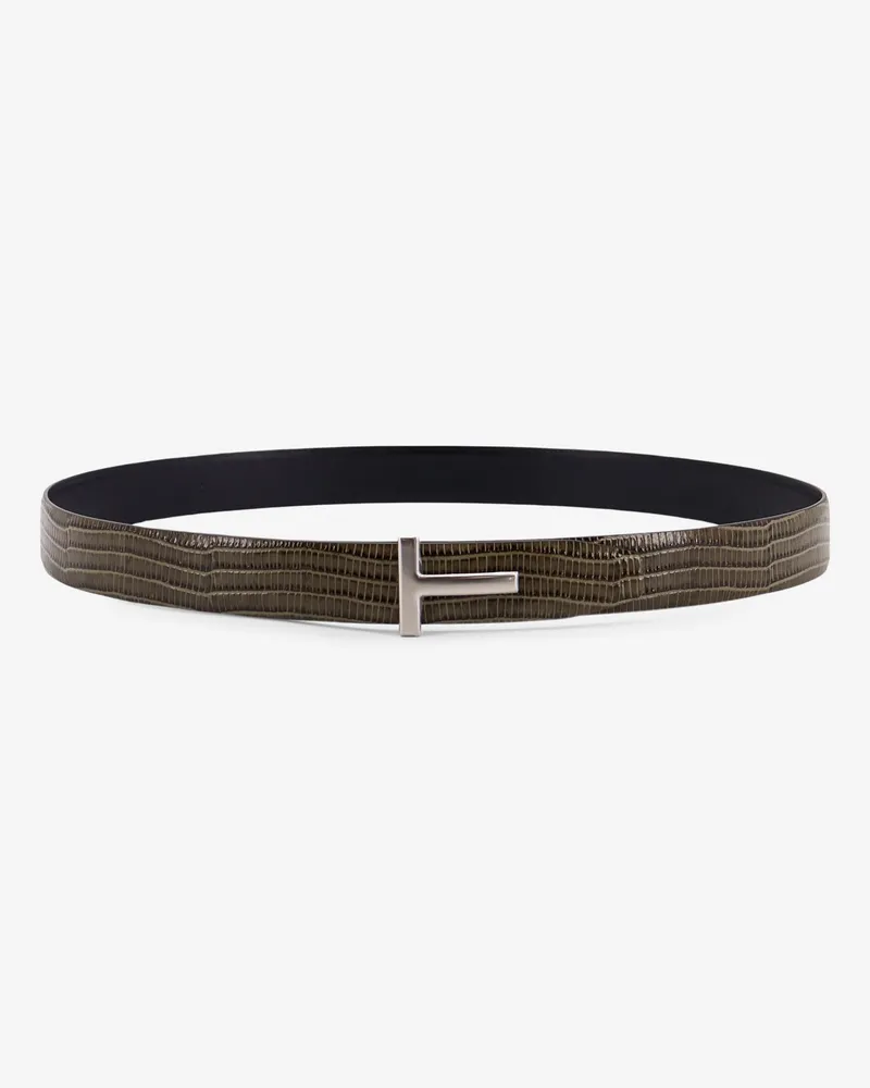 Tom Ford Leather belt with croco effect -  - gender_Man Green