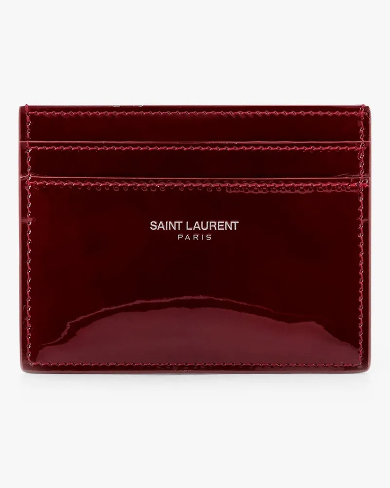 Saint Laurent Patent leather card holder with engraved ogo on the front -  - gender_Man Red