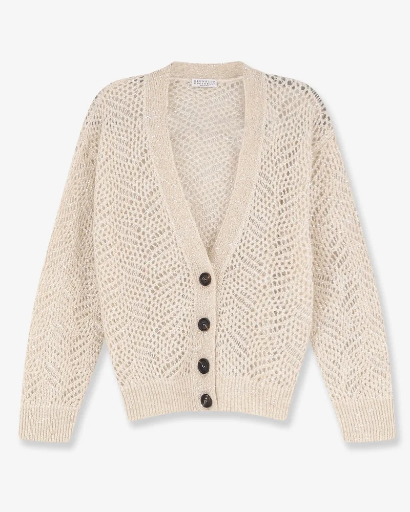 Brunello Cucinelli Mohair blend cardigan with iconic Dazzling motif -  - gender_Woman Beige
