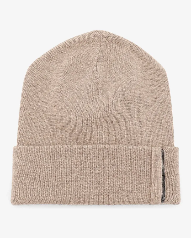 Brunello Cucinelli Cashmere hat with Monili detail -  - gender_Woman Beige