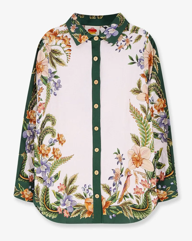 FARM Rio Linen and viscose shirt with floral pattern -  - gender_Woman Multicolor