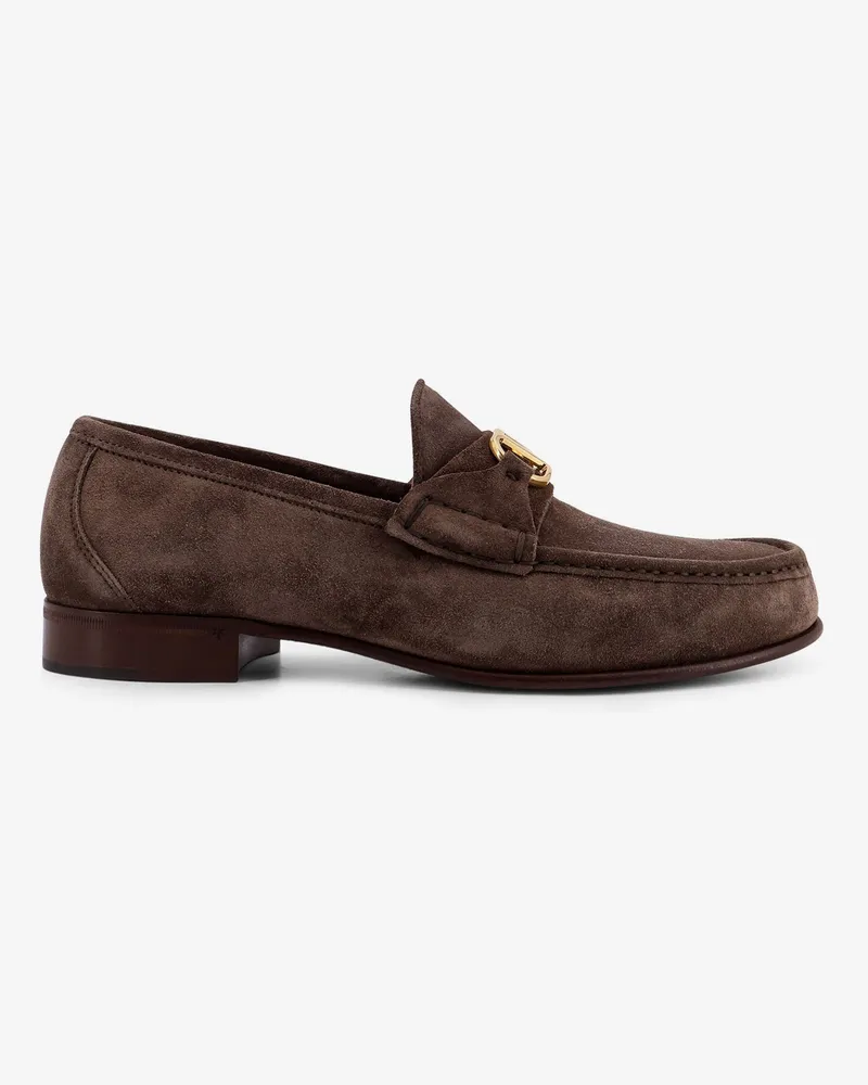Valentino Garavani Suede loafers with metal VLogo Signature -  - gender_Man Grey