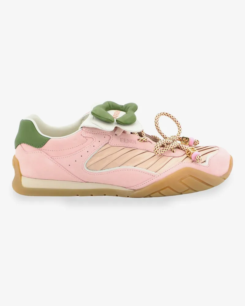 Fendi Wave Pulse suede sneakers with satin inserts - FENDI - gender_Woman Pink