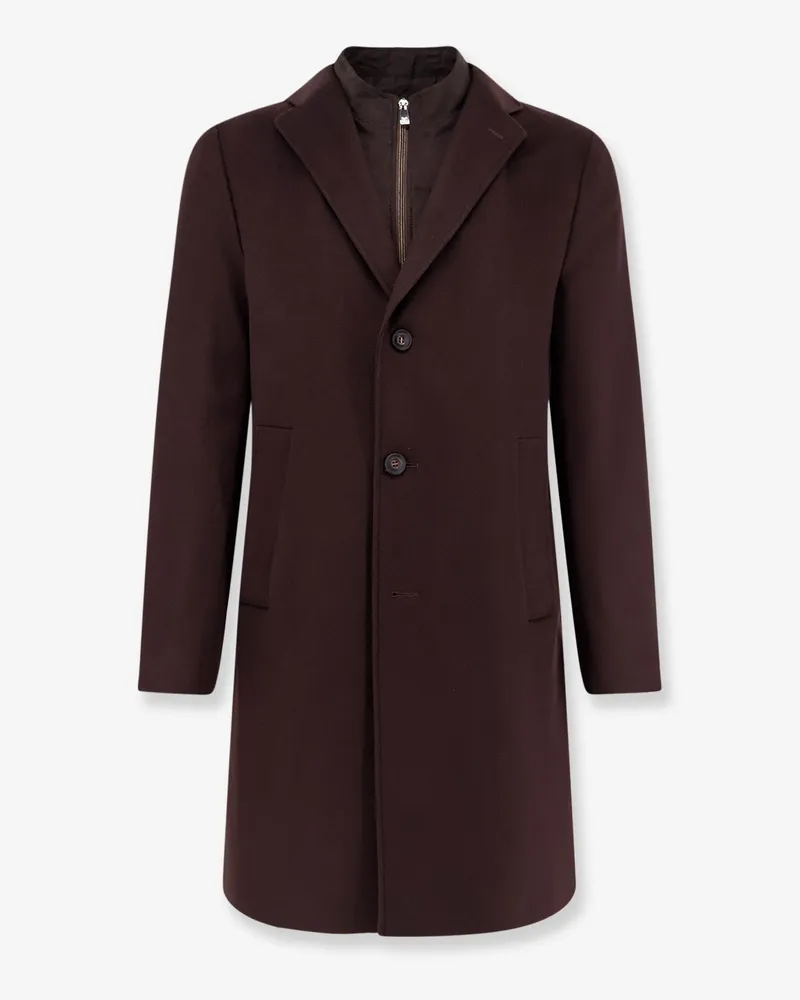 Corneliani Single-breasted wool and cashmere blend coat with double closure -  - gender_Man Brown