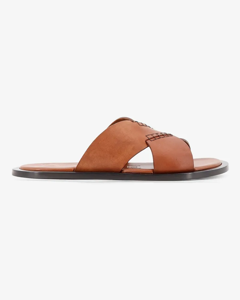 Loewe Flex leather sandals with crisscross detail -  - gender_Man Brown