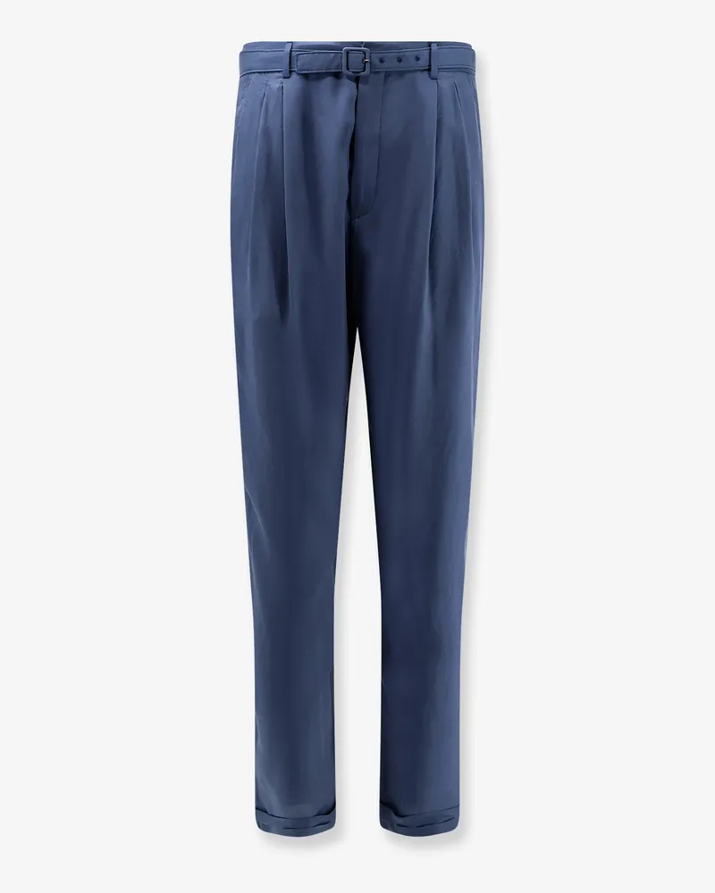 Saint Laurent Silk trousers with belt -  - gender_Man Blue