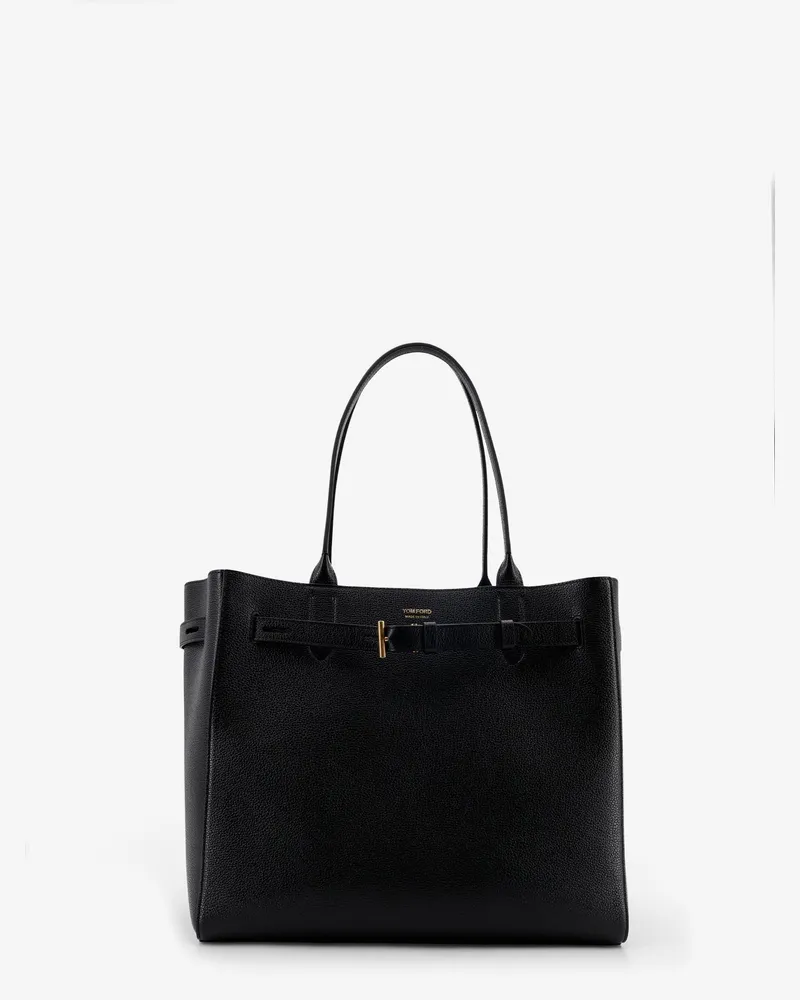 Tom Ford Leather shoulder bag with engraved logo on the front -  - gender_Woman Black
