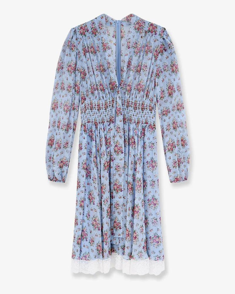 Dolce & Gabbana Long chiffon dress with Stampa Mazzo di Fiori print -  - gender_Woman Blue