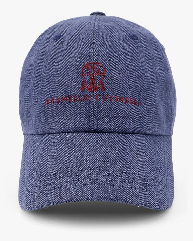 Brunello Cucinelli Linen hat with frontal logo -  - gender_Man Blue