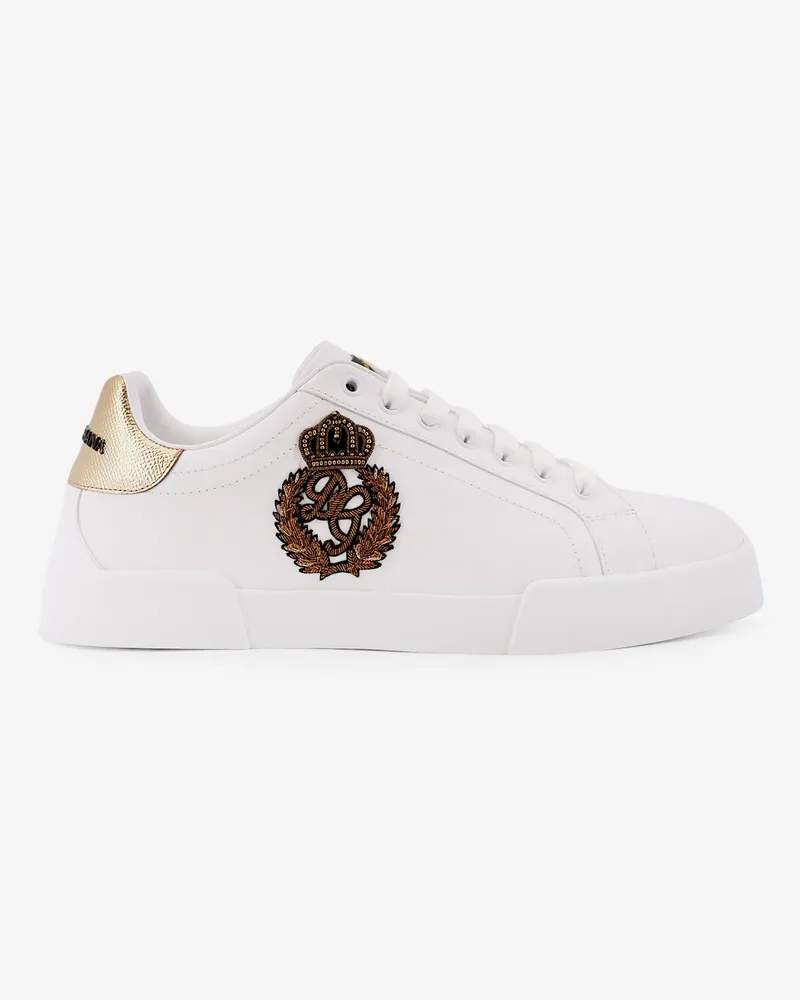 Dolce & Gabbana Leather sneakers with iconic patch logo on the side -  - gender_Man White