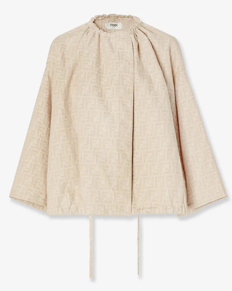 Fendi FF cotton and linen jacket -  - gender_Woman Beige