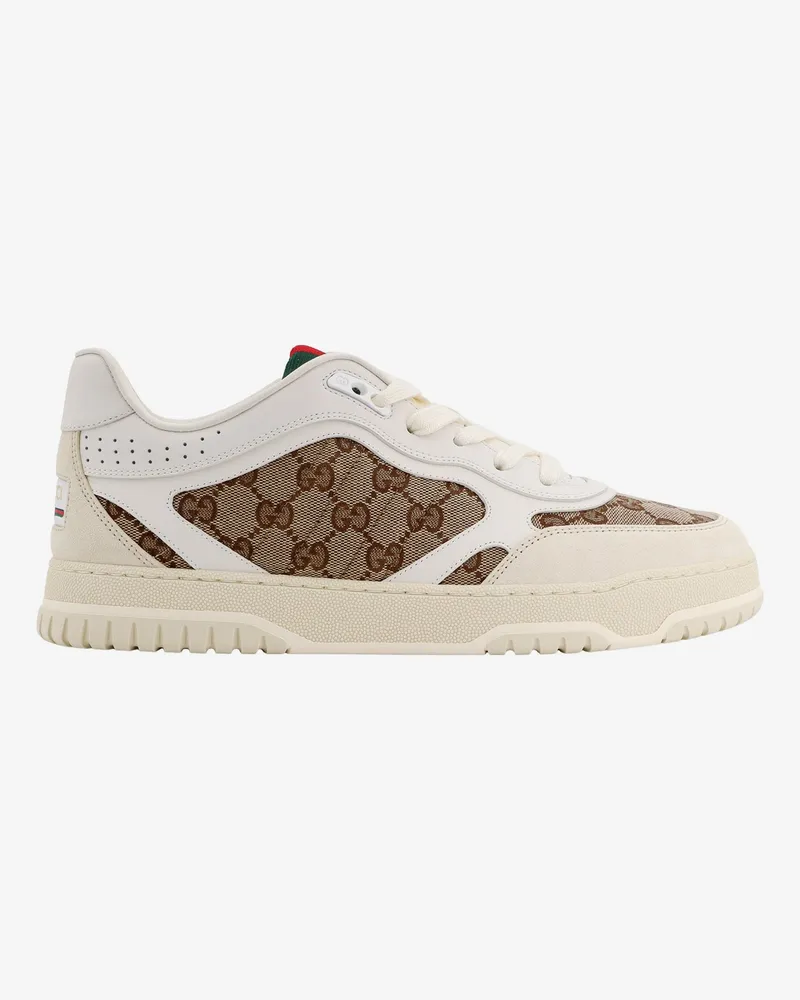Gucci Re-Web low-top leather and suede sneakers with GG Supreme fabric inserts -  - gender_Man White