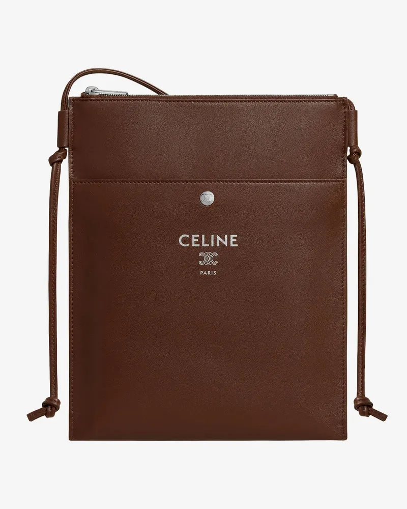 Celine Sharp leather crossbody bag with logo on the front -  - gender_Unisex Brown