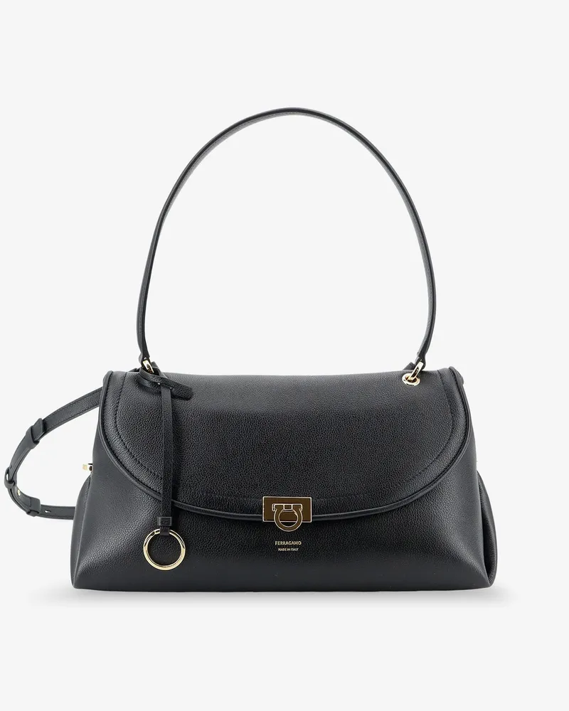 Ferragamo Leather shoulder bag with Gancini detail -  - gender_Woman Black